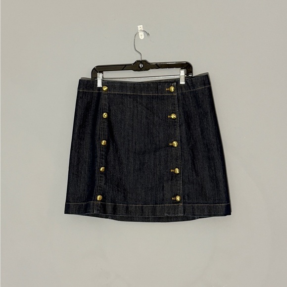 Michael Kors Navy Denim Skirt with Gold Accents - Picture 1 of 8